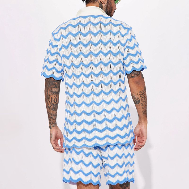 Sommer Set Herren | Polo & Shorts im Wellen-Design