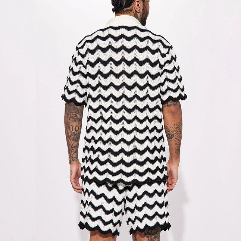 Sommer Set Herren | Polo & Shorts im Wellen-Design
