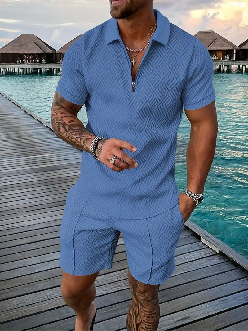 Sommer Set Herren | Polo & Shorts mit Kontrast-Details
