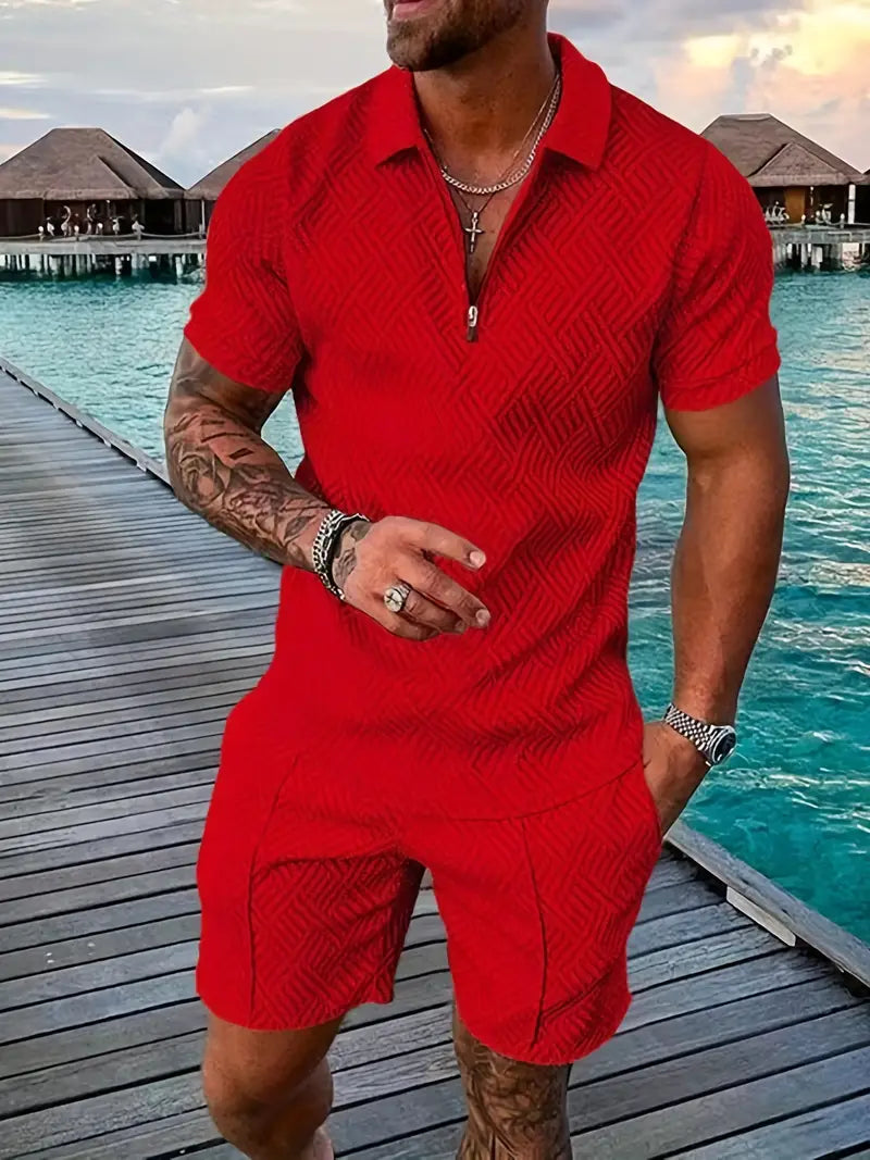 Sommer Set Herren | Polo & Shorts mit Kontrast-Details