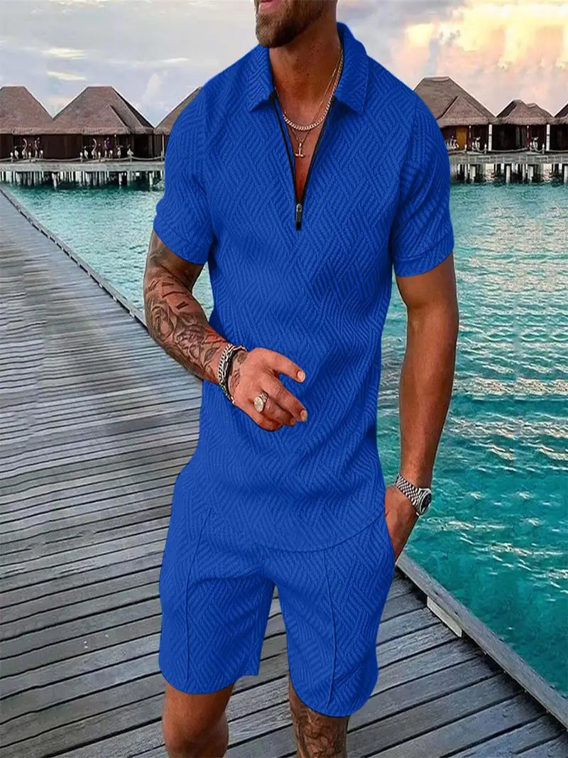 Sommer Set Herren | Polo & Shorts mit Kontrast-Details