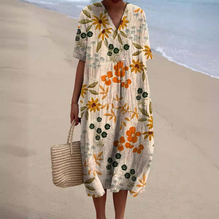 Sommerkleid mit Blumen Damen | Luftig & Figurumspielend