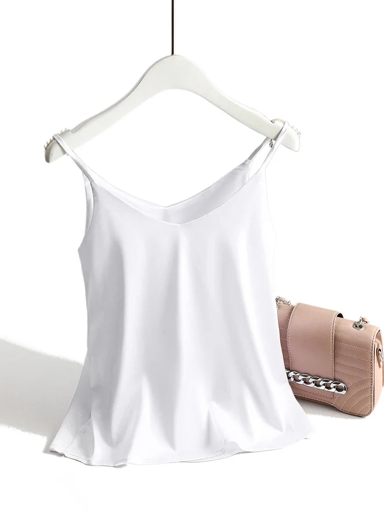 Top con spalline sottili | Top in raso da donna