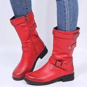 Stiefel Damen im Bikerstil mit Schnallen