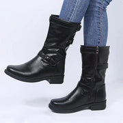 Stiefel Damen im Bikerstil mit Schnallen