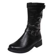 Stiefel Damen im Bikerstil mit Schnallen