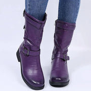 Stiefel Damen im Bikerstil mit Schnallen