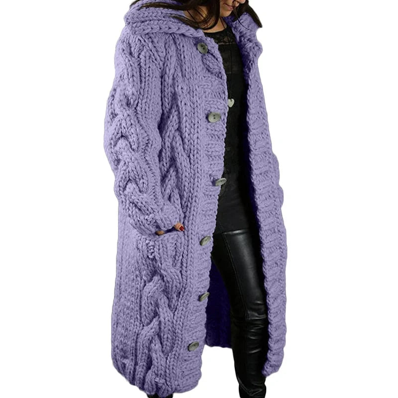 Strickmantel Damen Lang mit Kapuze