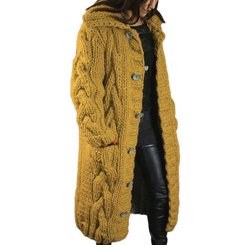 Strickmantel Damen Lang mit Kapuze