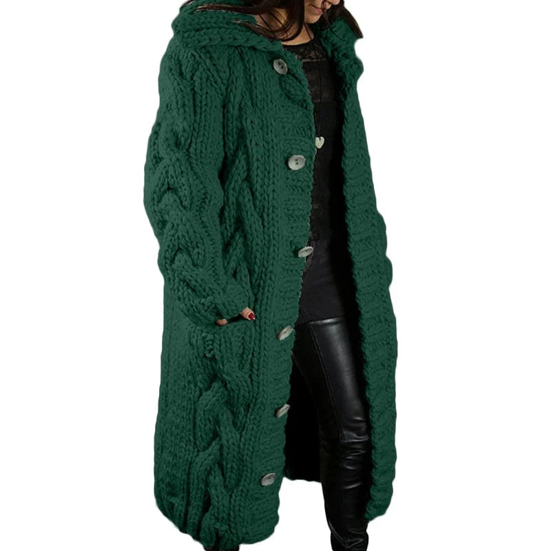 Strickmantel Damen Lang mit Kapuze