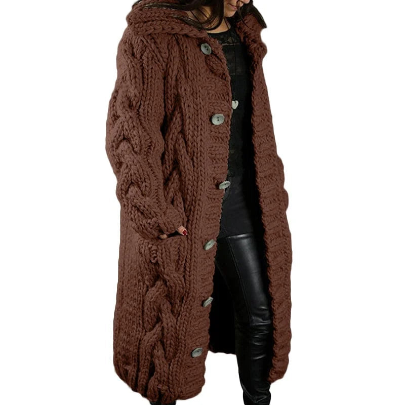 Strickmantel Damen Lang mit Kapuze