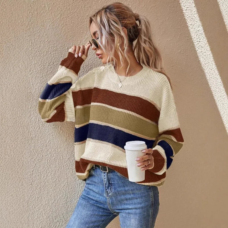 Strickpullover Damen Oversized Gestreift