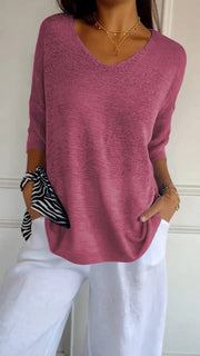 Strickpullover Damen V-Ausschnitt Atmungsaktiv Vielseitig