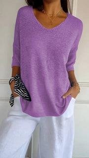 Strickpullover Damen V-Ausschnitt Atmungsaktiv Vielseitig
