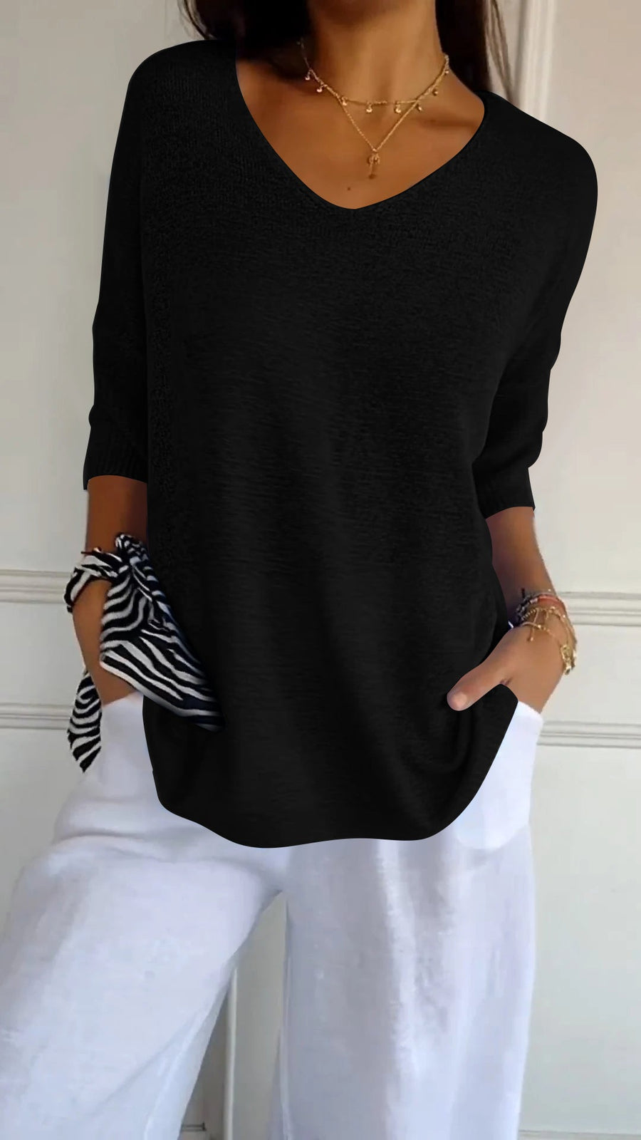 Strickpullover Damen V-Ausschnitt Atmungsaktiv Vielseitig