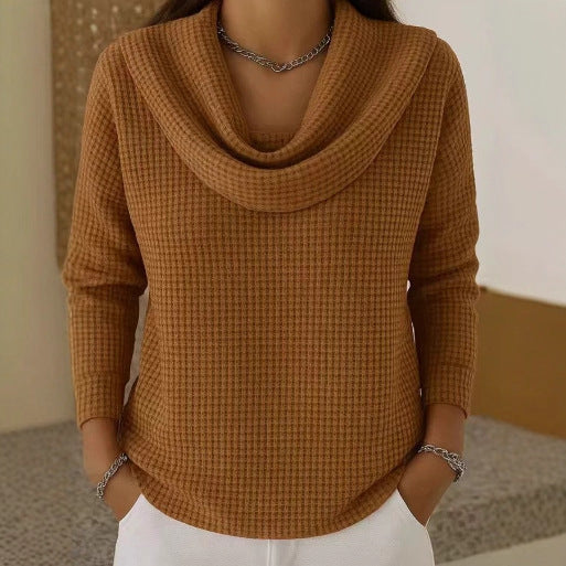 Strickpullover Damen mit Wasserfallkragen