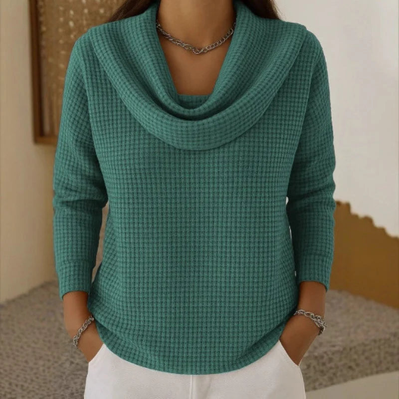 Strickpullover Damen mit Wasserfallkragen