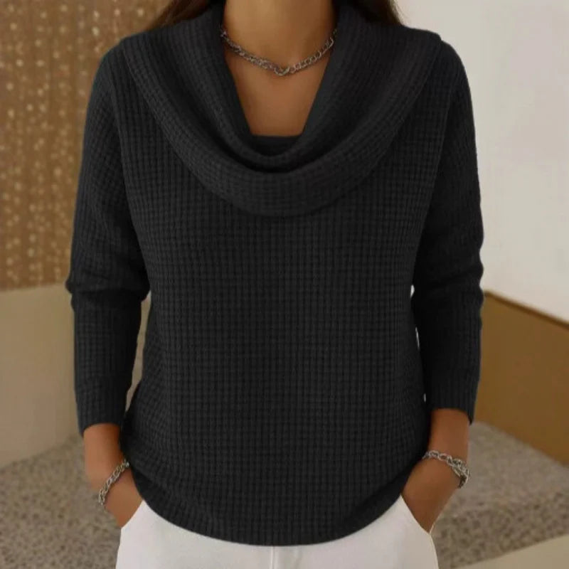Strickpullover Damen mit Wasserfallkragen