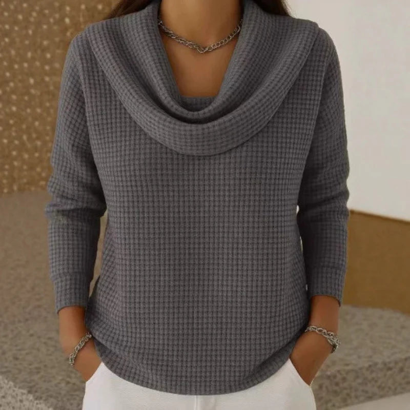 Strickpullover Damen mit Wasserfallkragen