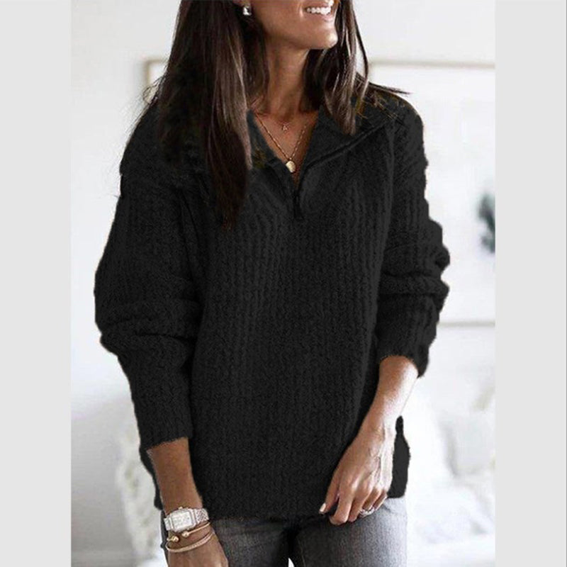 Strukturierter Strickpullover mit Stehkragen