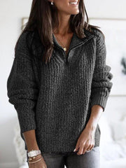 Strukturierter Strickpullover mit Stehkragen