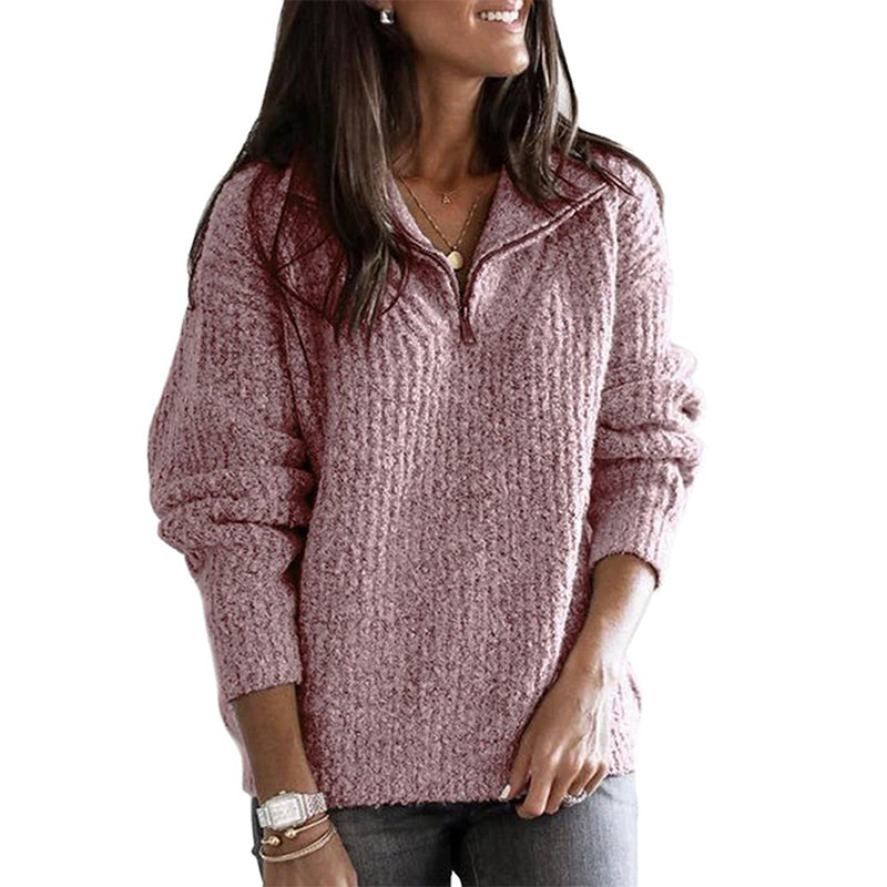 Strukturierter Strickpullover mit Stehkragen