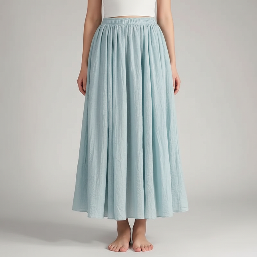 Gonna elegante in lino da donna | Vita alta e pieghe