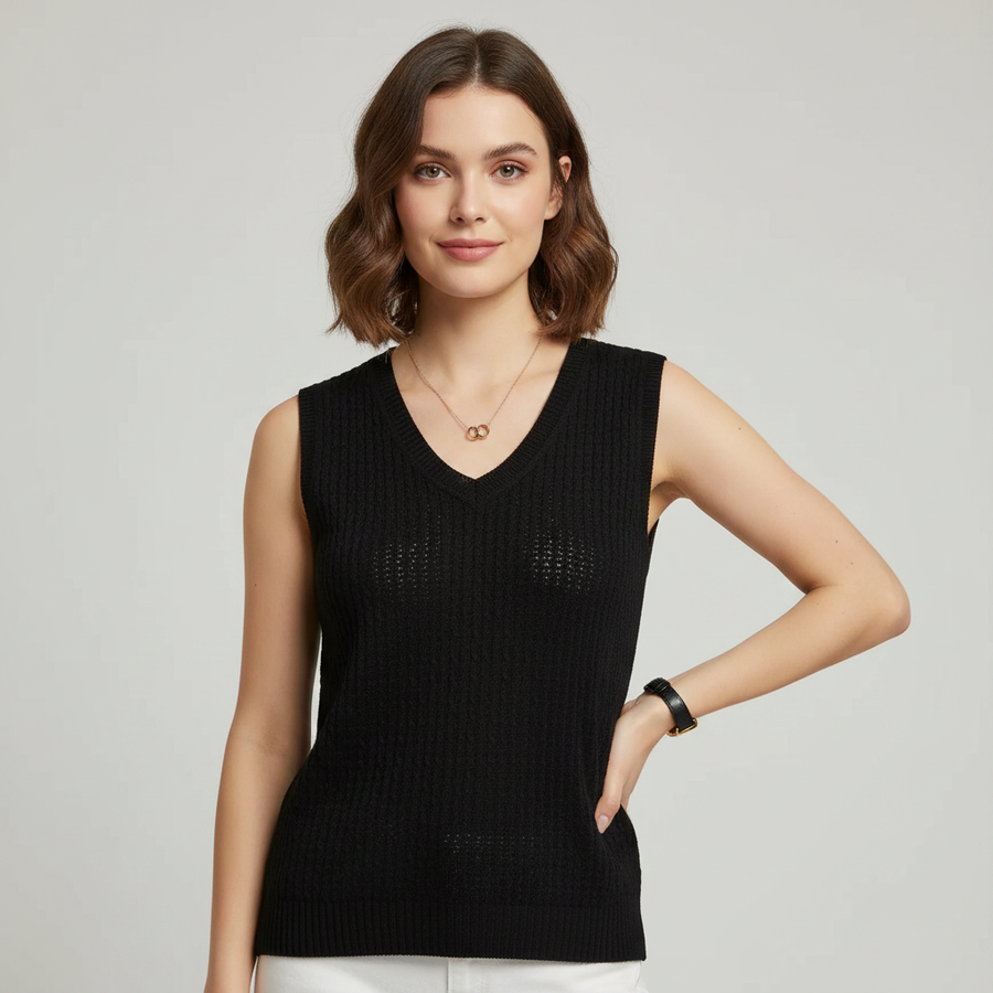 Canotta estiva da donna | Maglia senza maniche lavorata a maglia