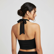 Top corto con collo halter e schiena scoperta | Top per donna