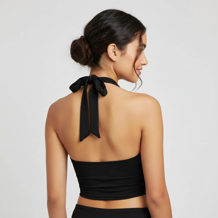 Top corto con collo halter e schiena scoperta | Top per donna