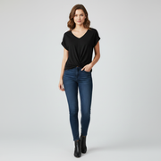 Top alla moda a manica corta donna | Maglia con scollo a V