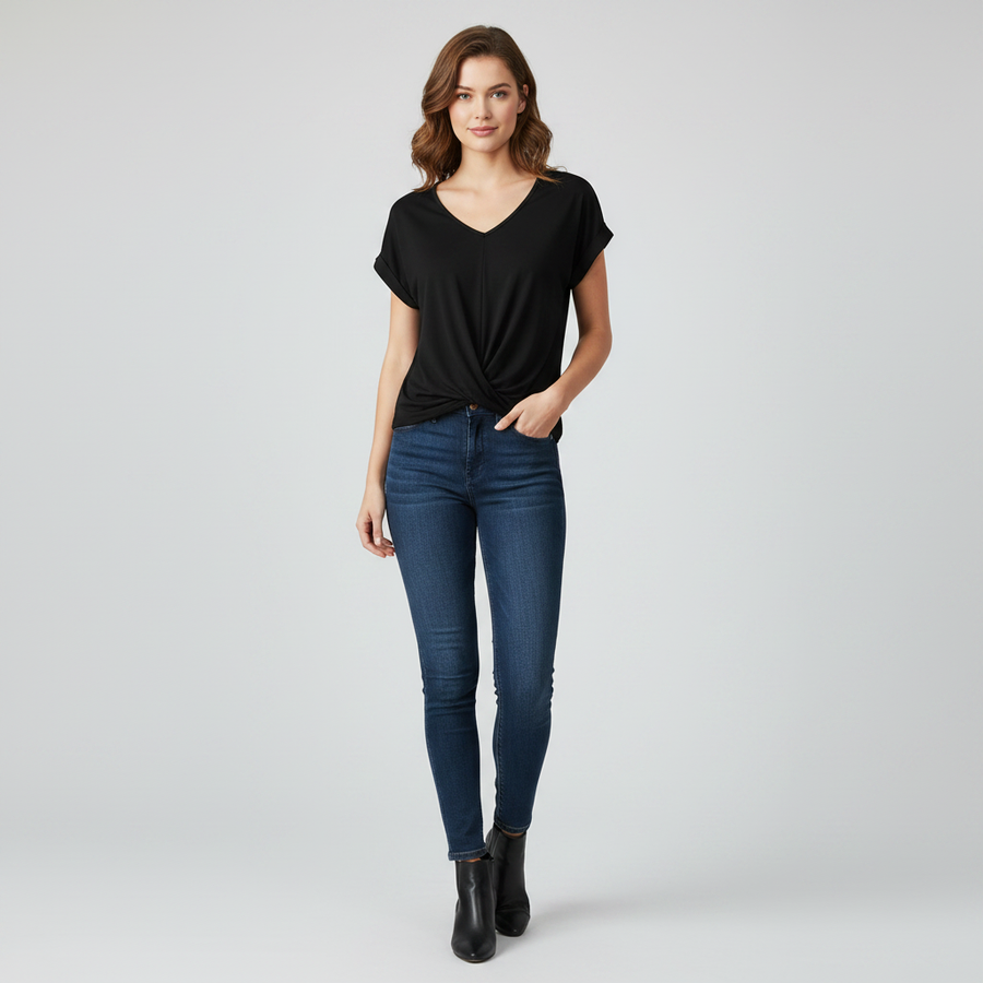 Top alla moda a manica corta donna | Maglia con scollo a V
