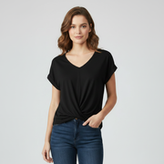 Top alla moda a manica corta donna | Maglia con scollo a V