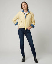 Stylische kurze Damen Lederjacke mit Reverskragen im Patchwork Design