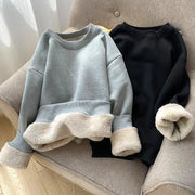 Marie - Gemütlicher Kontrast-Sweatshirt mit Rundhalsausschnitt und Fleecefutter