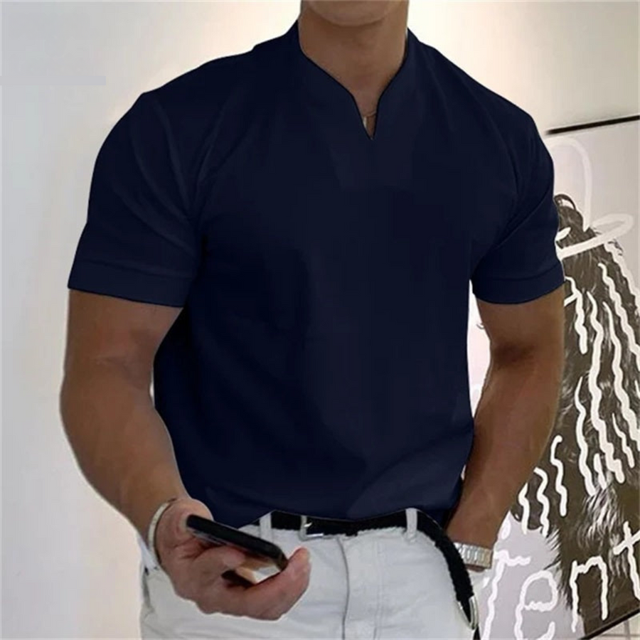 T-Shirt Herren | Slim Fit mit V-Ausschnitt & cleaner Uni-Optik