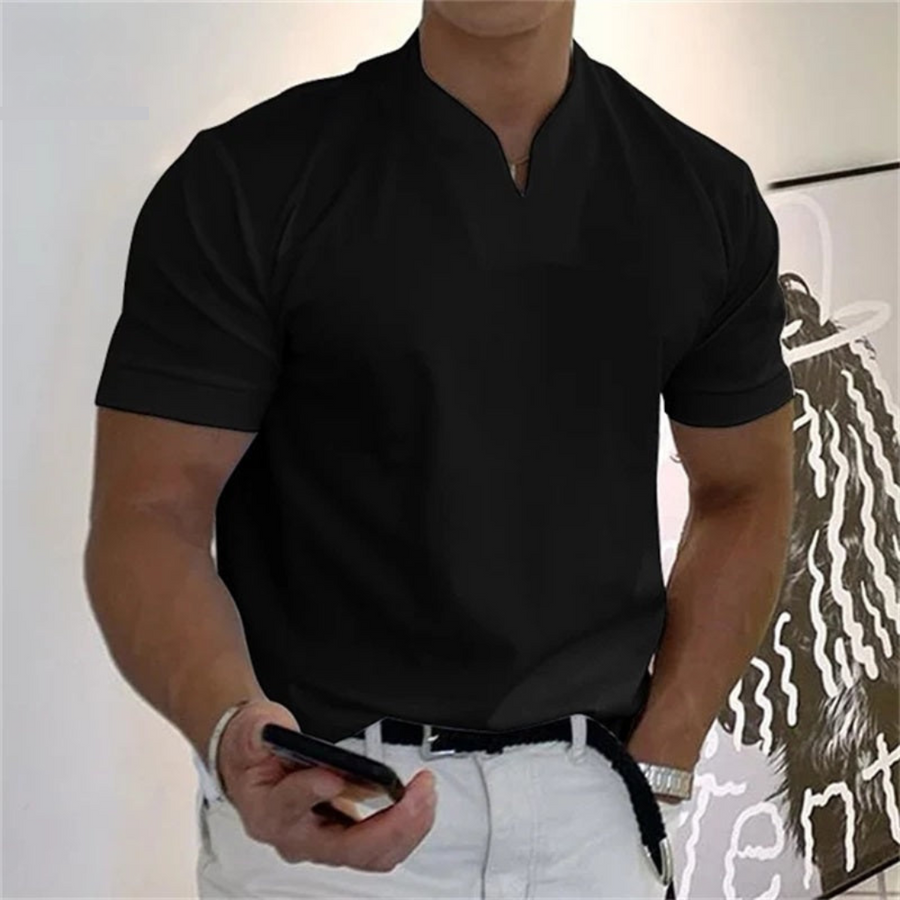 T-Shirt Herren | Slim Fit mit V-Ausschnitt & cleaner Uni-Optik