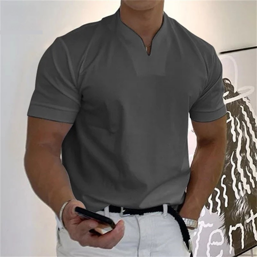 T-Shirt Herren | Slim Fit mit V-Ausschnitt & cleaner Uni-Optik