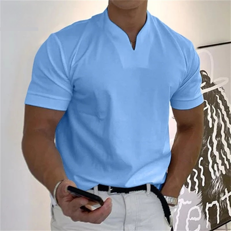 T-Shirt Herren | Slim Fit mit V-Ausschnitt & cleaner Uni-Optik