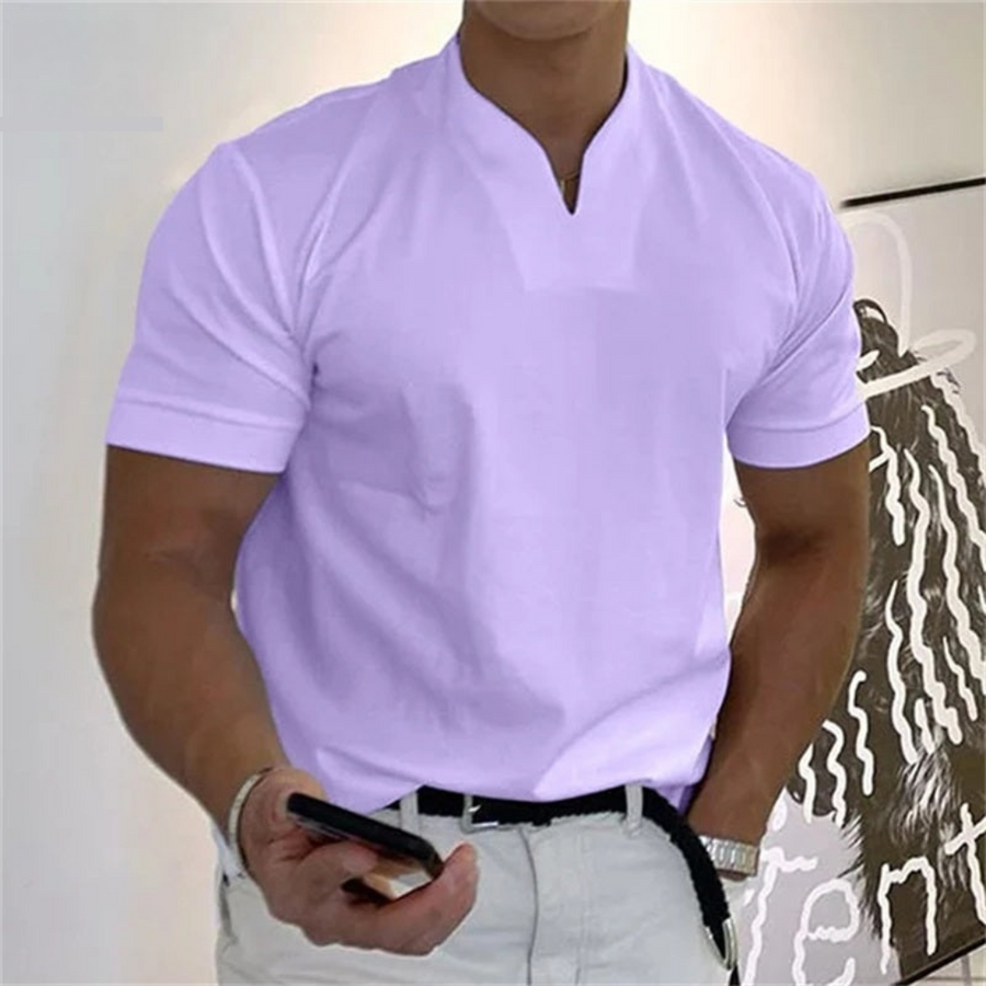 T-Shirt Herren | Slim Fit mit V-Ausschnitt & cleaner Uni-Optik