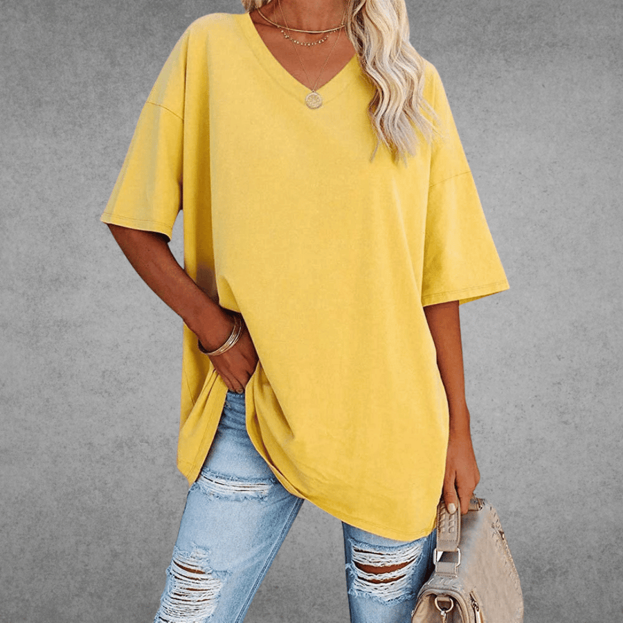 T-Shirt Kurzarm V-Ausschnitt Damen | Lockerer Schnitt & Luftiger Komfort