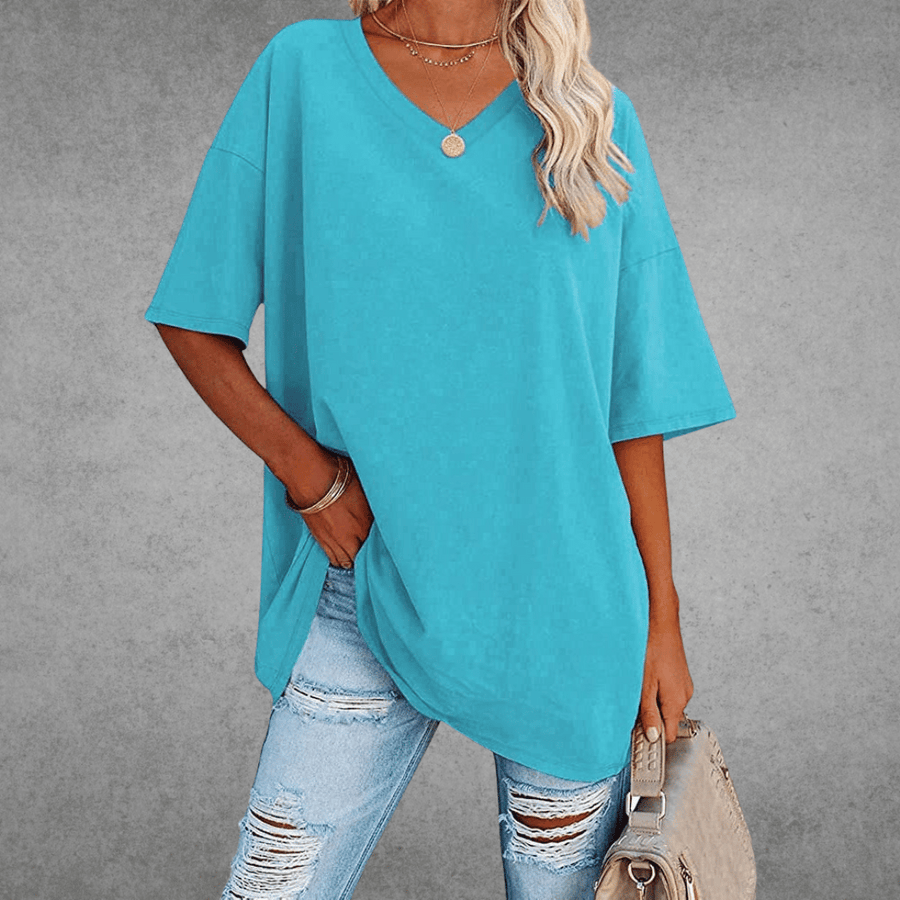 T-Shirt Kurzarm V-Ausschnitt Damen | Lockerer Schnitt & Luftiger Komfort