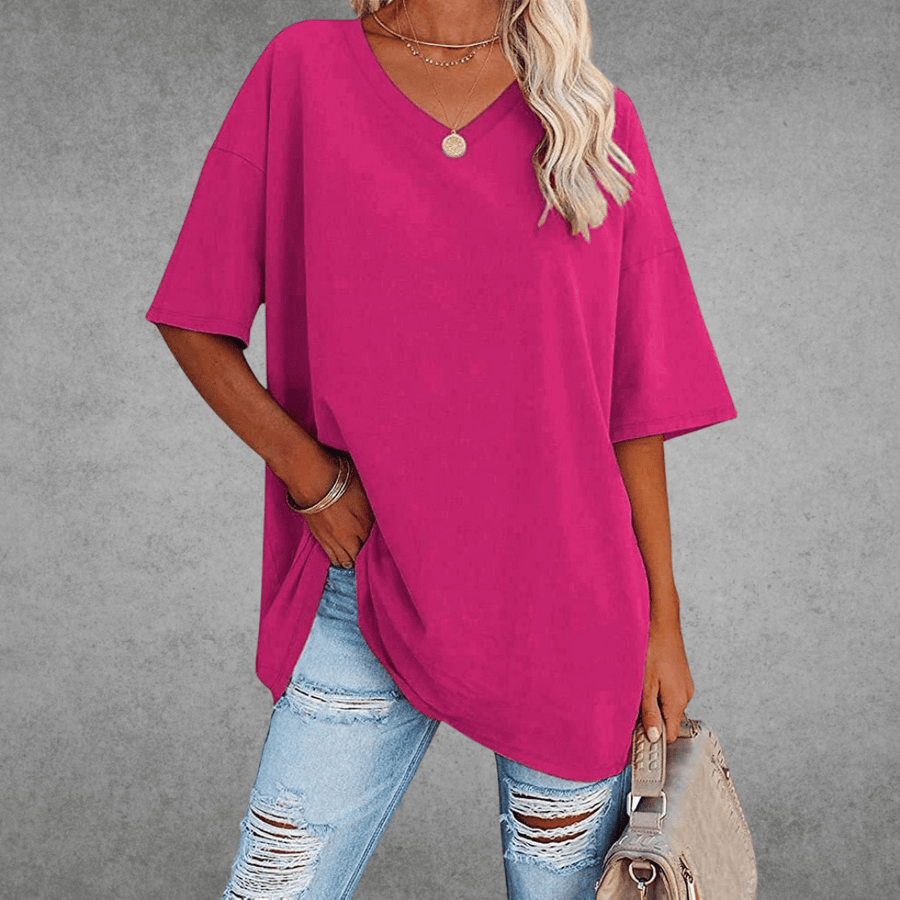 T-Shirt Kurzarm V-Ausschnitt Damen | Lockerer Schnitt & Luftiger Komfort