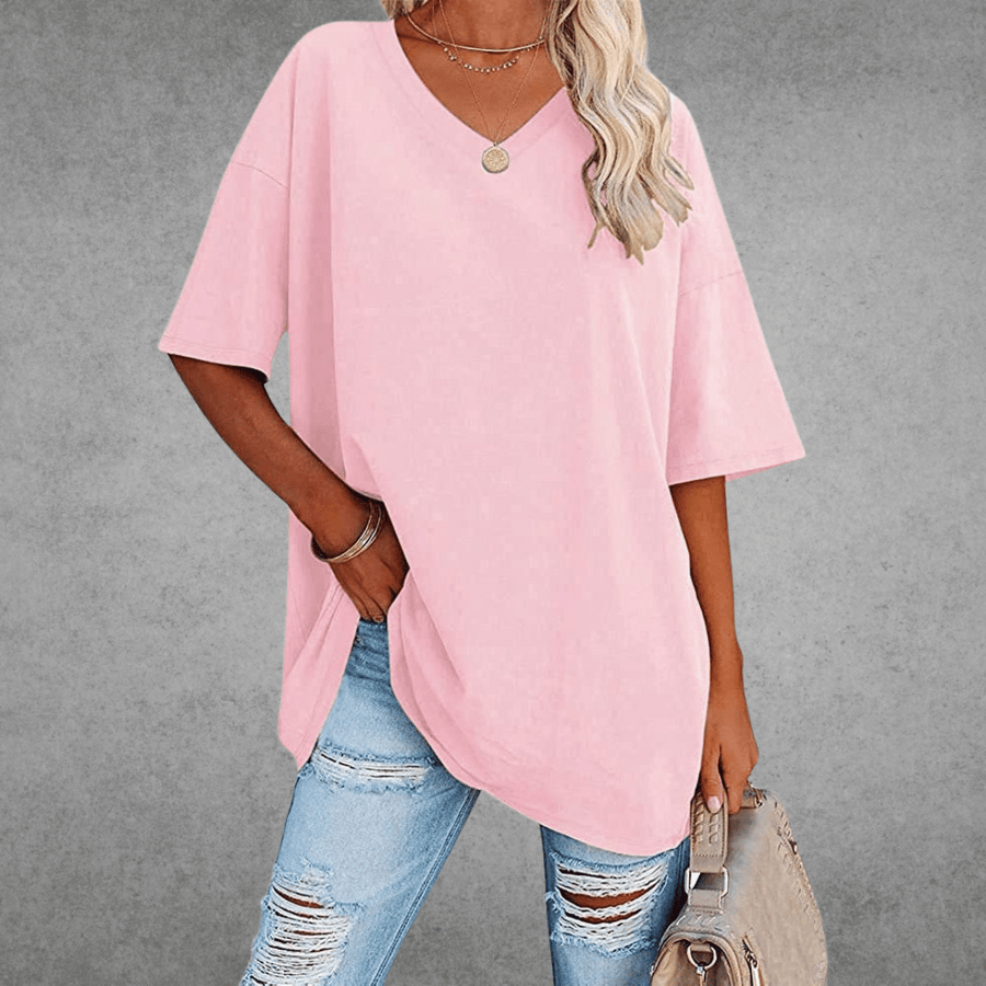 T-Shirt Kurzarm V-Ausschnitt Damen | Lockerer Schnitt & Luftiger Komfort
