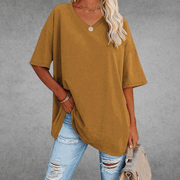 T-Shirt Kurzarm V-Ausschnitt Damen | Lockerer Schnitt & Luftiger Komfort