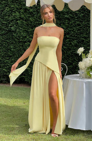 Talina | Trägerloses asymmetrisches Maxikleid Damen