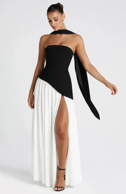 Talina | Trägerloses asymmetrisches Maxikleid Damen