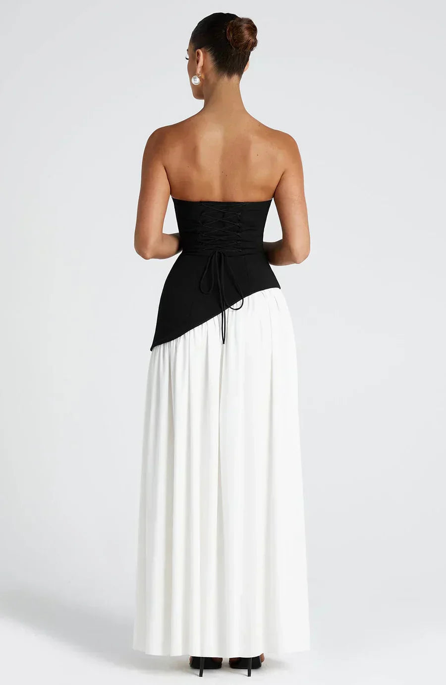 Talina | Trägerloses asymmetrisches Maxikleid Damen