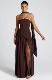 Talina | Trägerloses asymmetrisches Maxikleid Damen