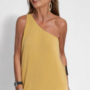 Tanja- Damen Maxikleid mit asymmetrischem Schnitt und Schlitz
